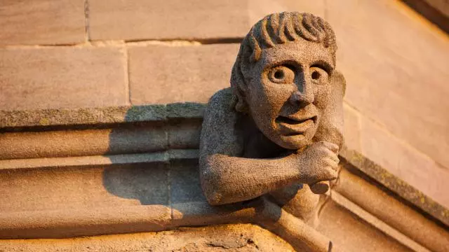 A grotesque on New College Chapel tower