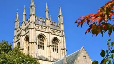 Image of a church tower on a bright sunny day