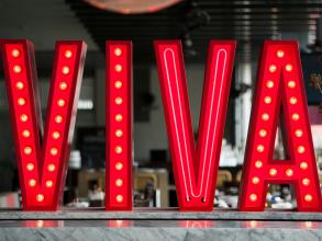 Image of the word Viva lit up